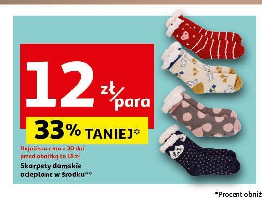 Skarpety damskie ocieplane Auchan inextenso promocja