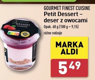 Deser malinowy Gourmet finest cuisine promocja w Aldi