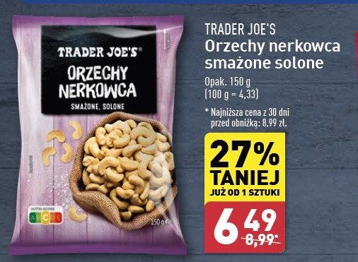 Orzechy nerkowca smażone solone Trader joe's promocja