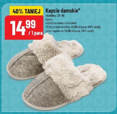 Kapcie damskie rozmiary: 36-40 promocja w POLOmarket