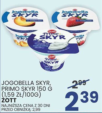 Jogobella skyr, primo skyr 150 g promocja w Wafelek