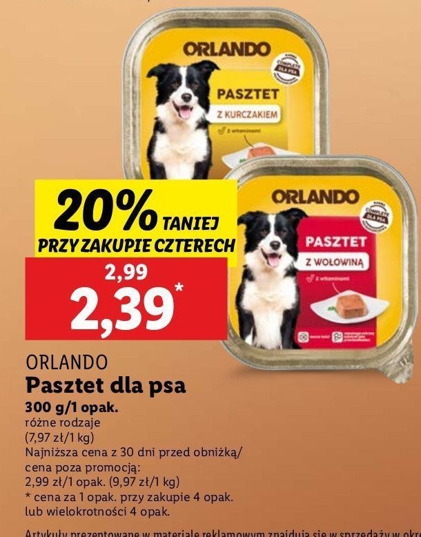 Pasztet dla psa z kurczakiem Orlando promocja