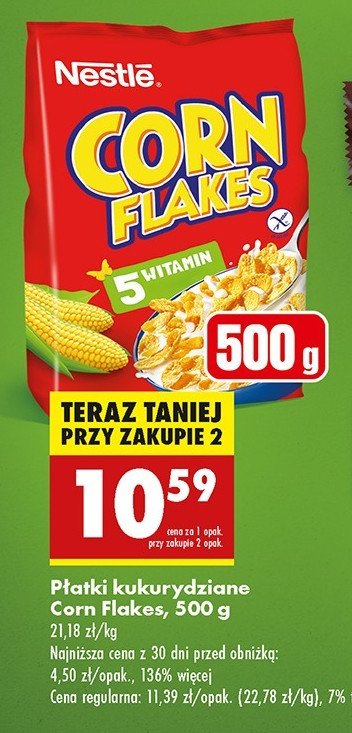 Płatki śniadaniowe Nestle corn flakes Corn flakes (nestle) promocja w Biedronka