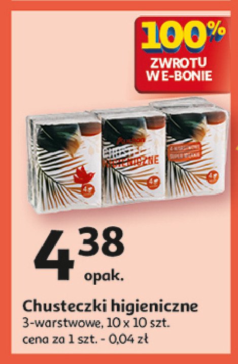 Chusteczki higieniczne 3-warstwowe Auchan promocja