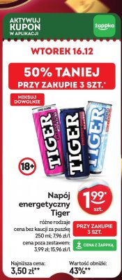 Napój energetyczny Tiger różne rodzaje promocja w Żabka