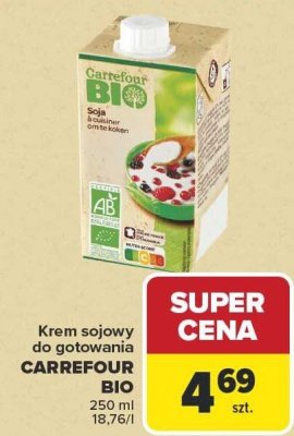Krem sojowy do gotowania Carrefour Bio promocja w Carrefour