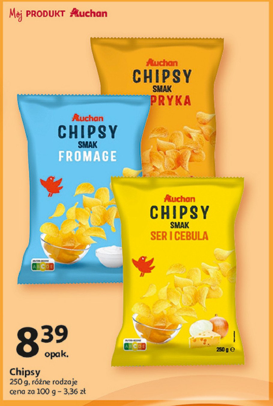 Chipsy ser-cebula Auchan promocja