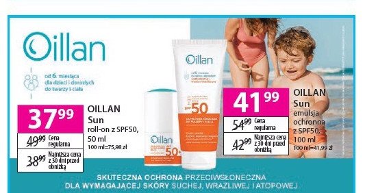 Roll on do twarzy i ciałą spf 50 Oillan promocja