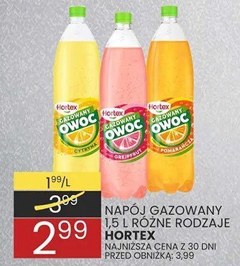 Napój gazowany Hortex Owoc 1,5L różne rodzaje promocja w Wafelek