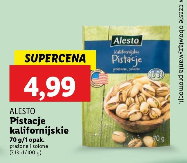 Pistacje kalifornijskie Alesto (Lidl) promocja