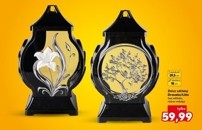 Znicz szklany Drzewko/Lilia bez wkładu różne rodzaje promocja w Kaufland