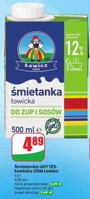 Śmietanka UHT 12% łowicka OSM Łowicz promocja w Dino