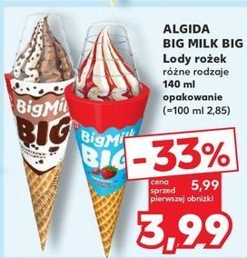 Lód waniliowy z sosem czekoladowym Algida big milk promocja