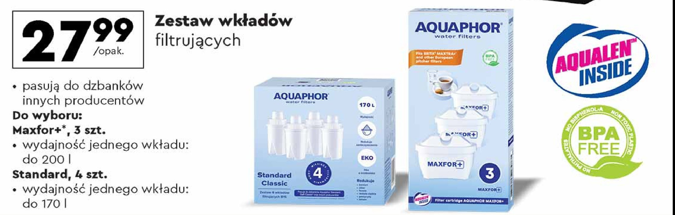 Wkłady filtrujące standard classic Aquaphor promocja w Biedronka