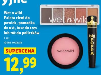 Paleta cieni do powiek, pomadka do ust, tusz do rzęs lub róż do policzków Wet n wild promocja w Lidl