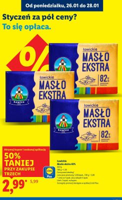 Masło Łowickie ekstra 82% 200g promocja w Lidl