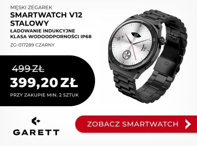 Smartwatch  zegarek męski V12 Stalowy Czarny ZG-017289 promocja w Briju