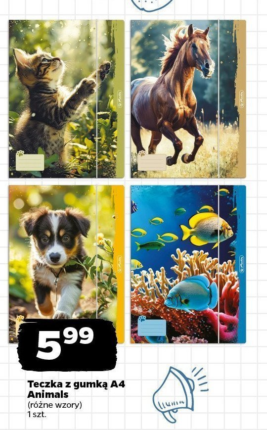 Teczka rysunkowa a4 z gumką animals Herlitz promocja