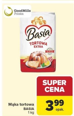 Mąka tortowa 1 kg BASIA promocja w Carrefour Market