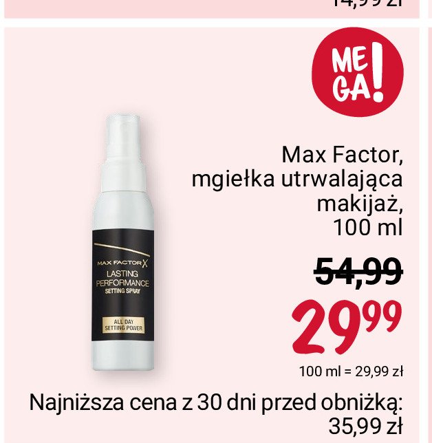 Spray utrwalający makijaż Max factor lasting performance promocja