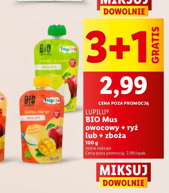 Mus+ryż jabłko-gruszka Lupilu promocja w Lidl