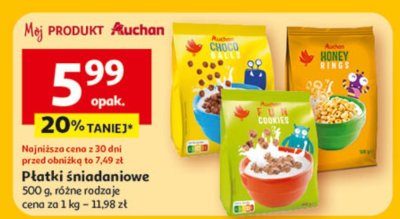 Płatki śniadaniowe 500 g różne rodzaje Auchan promocja w Auchan
