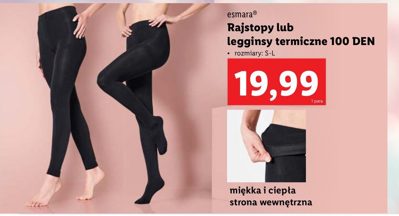 Legginsy 100 den s-l Esmara promocja w Lidl