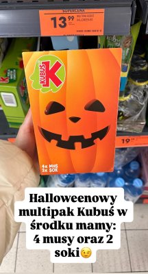 Multipak musów i soków Kubuś Halloween promocja w Biedronka