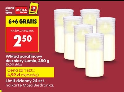 Wkład parafinowy do zniczy  promocja w Biedronka