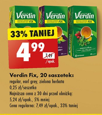 Herbata Verdin fix earl grey promocja w Biedronka