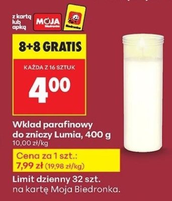 Wkład parafinowy do zniczy  promocja w Biedronka