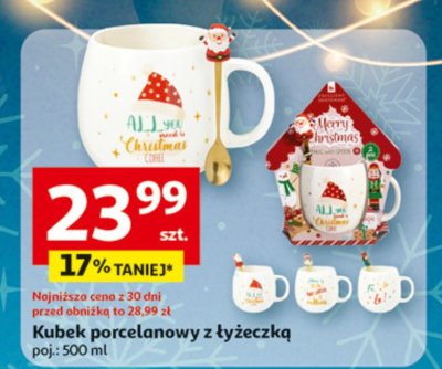Kubek porcelanowy z łyżeczką poj. 500 ml promocja w Auchan