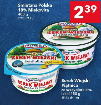 Śmietana Polska 18% Mlekovita promocja w LEWIATAN