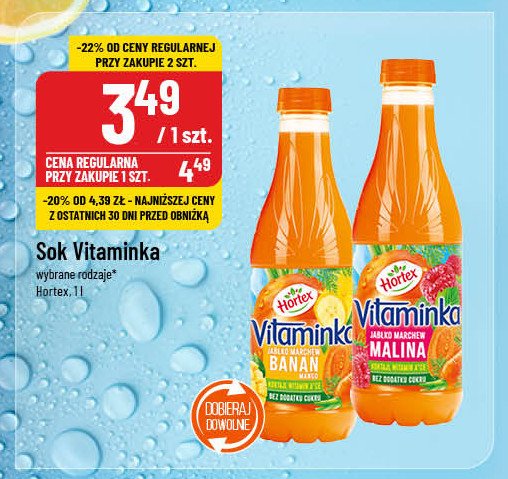 Sok marchew-jabłko-malina Hortex vitaminka promocja