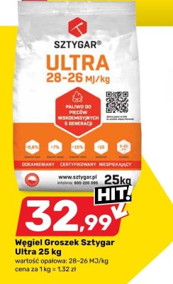 Węgiel Groszek Sztygar Ultra 25 kg promocja w Bricomarche