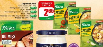 Zapiefix Knorr różne rodzaje promocja w Dino