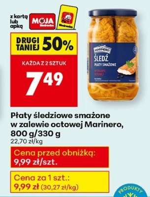 Płaty śledziowe smażone w zalewie octowej Marinero, 800 g/330 g promocja w Biedronka