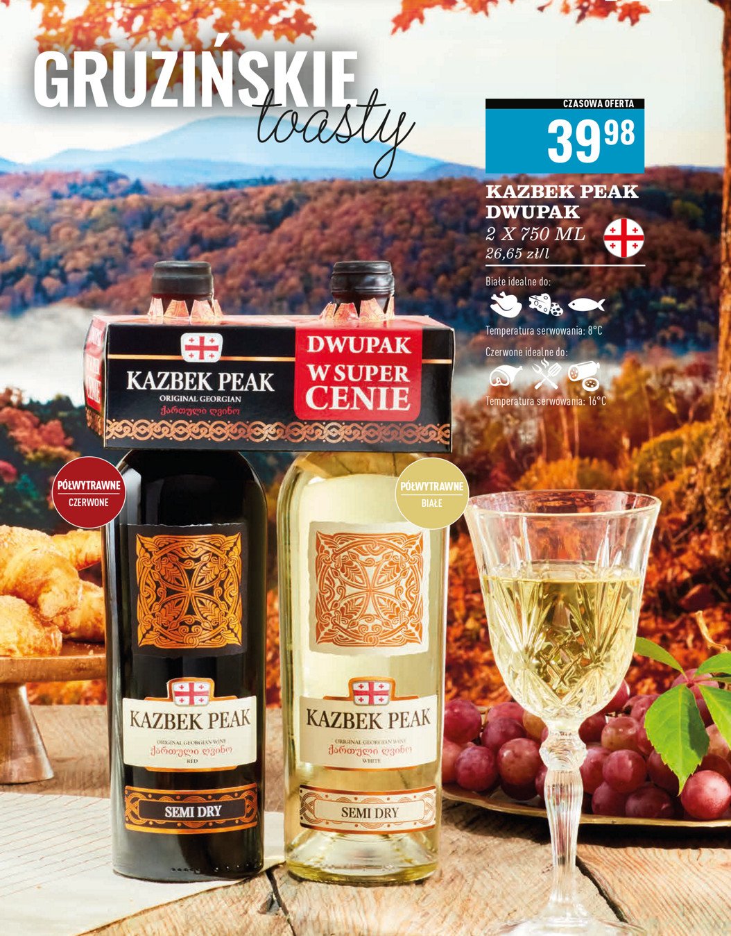 Wino czerwone + białe Kazbek peak zestaw promocja