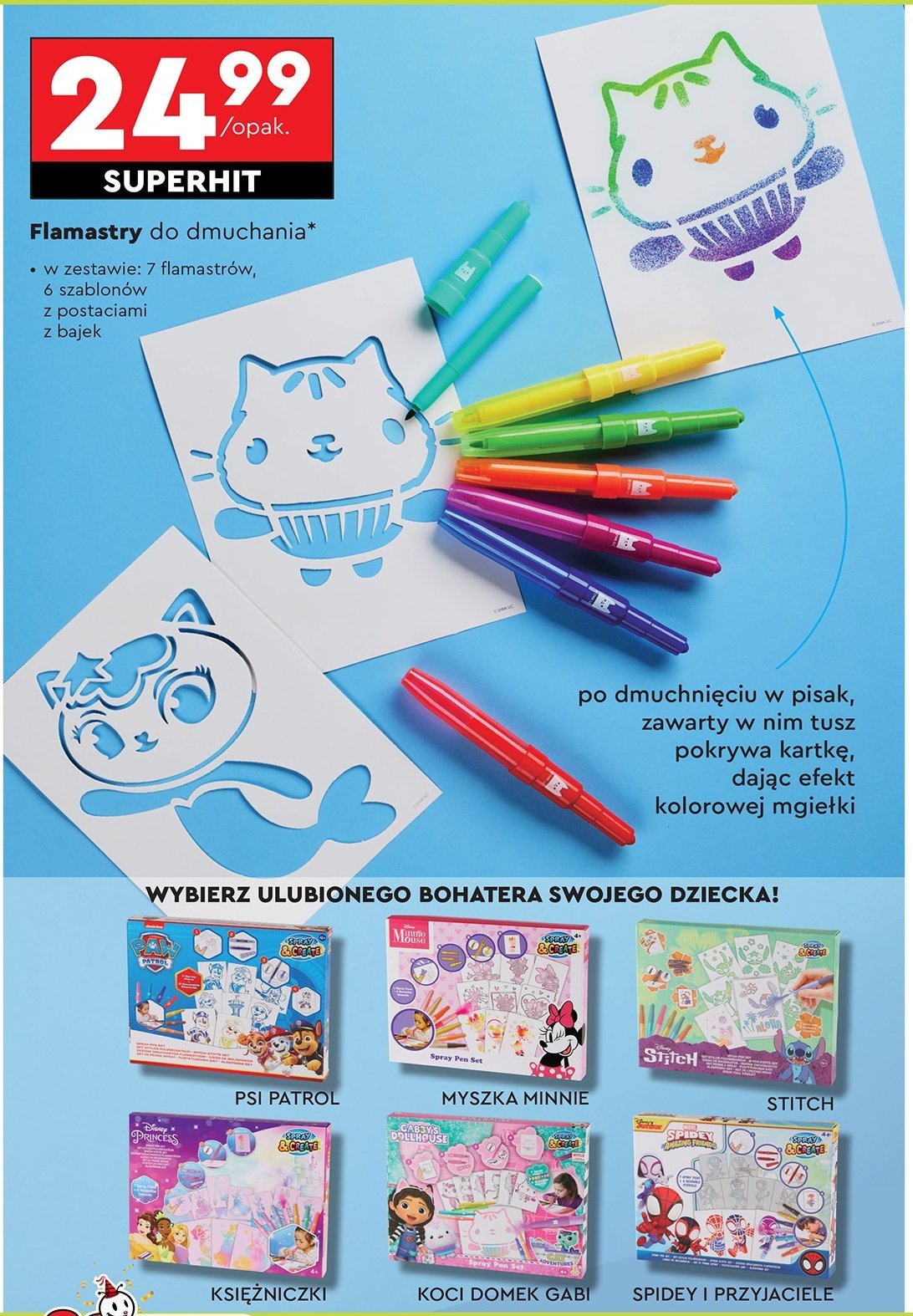 Flamastry do dmuchania stitch promocja w Biedronka