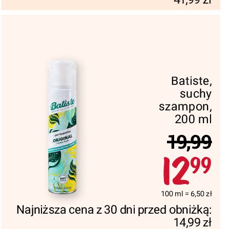 Szampon do włosów suchy original Batiste dry shampoo promocja