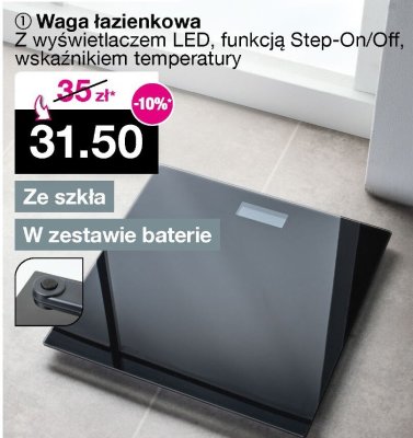 Waga łazienkowa z wyświetlaczem LED, funkcją Step-On/Off, wskaźnikiem temperatury promocja w Woolworth