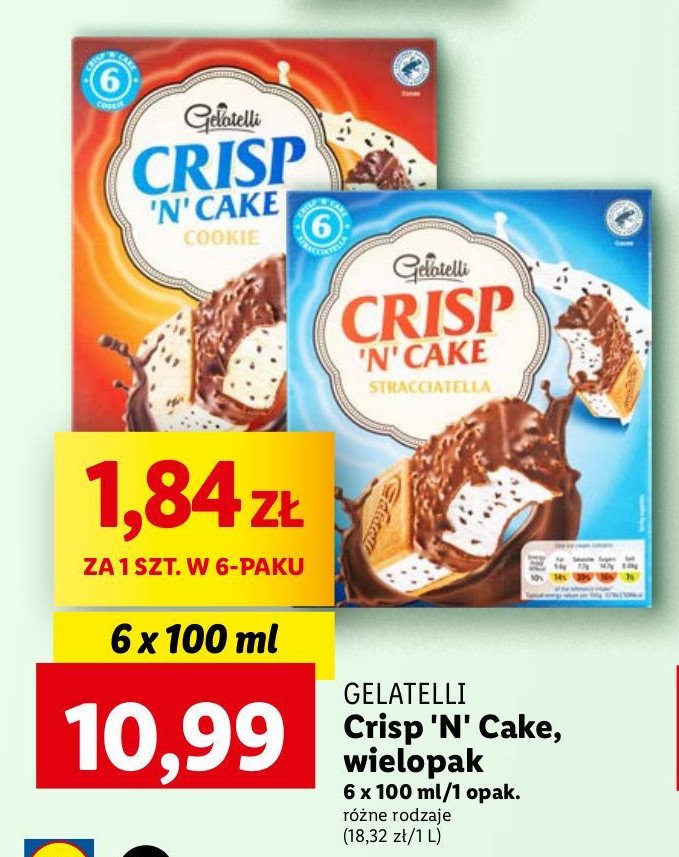 Lody crisp'n' cake stracciatella Gelatelli promocja