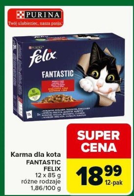Karma dla kota FANTASTIC FELIX różne rodzaje 12x85g 12-pak promocja w Carrefour Market