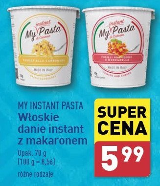 Makaron z pomidorami i mozzarellą My instant pasta promocja