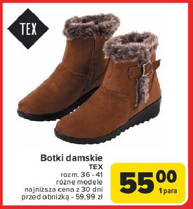 Botki damskie 36-41 Tex promocja w Carrefour Market