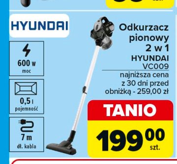 Odkurzacz pionowy 2w1 vc009 Hyundai promocja w Carrefour Market