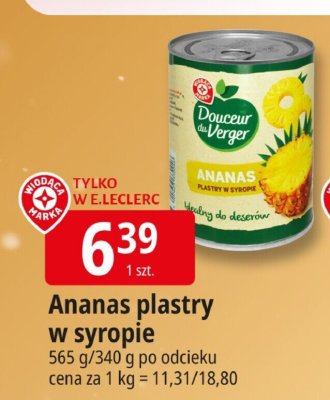 Ananas plastry w syropie promocja w Leclerc