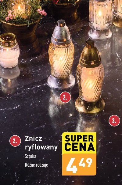 Znicz szklany ryflowany promocja w Aldi