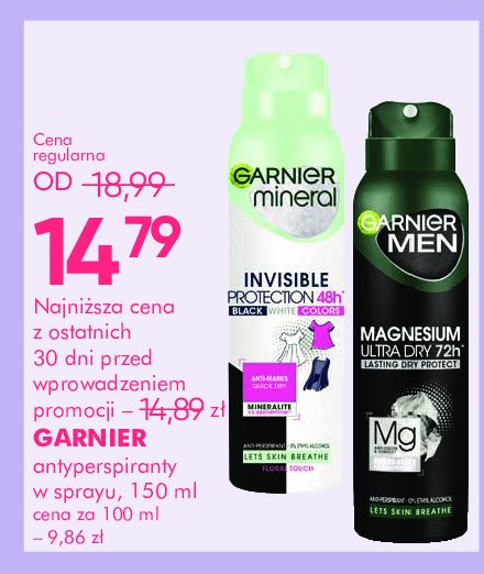 Antyperspirant magnesium ultra dry Garnier men mineral promocja