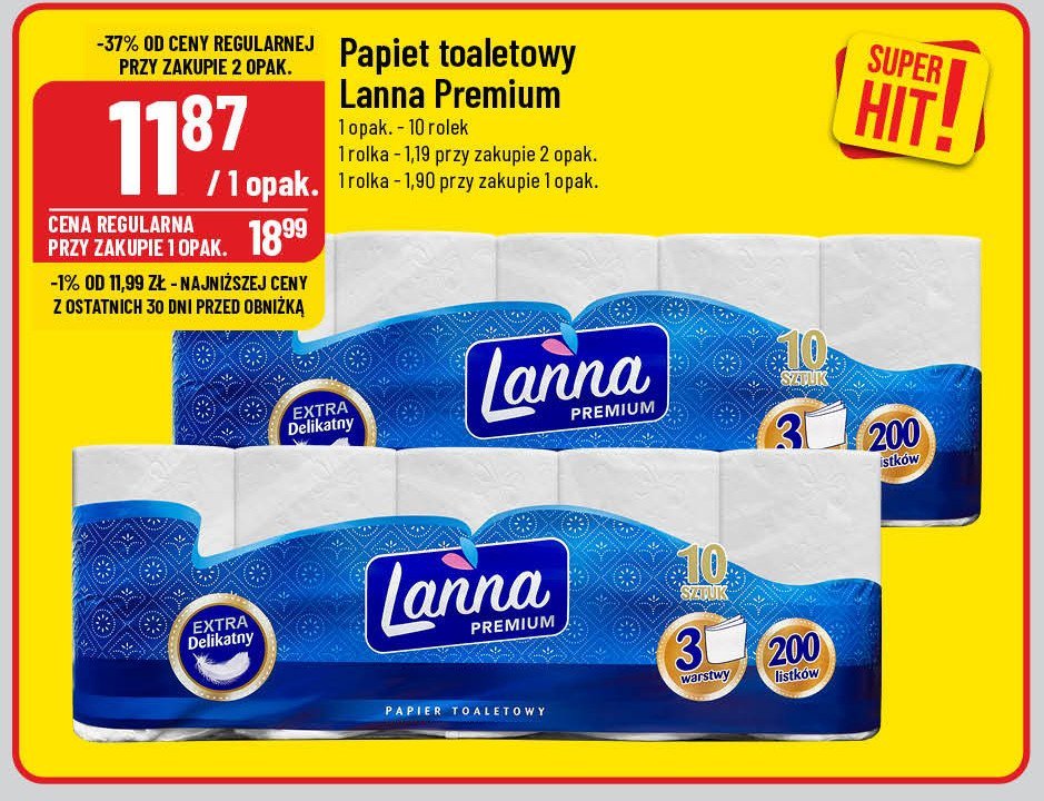 Papier toaletowy biały Lanna premium promocja